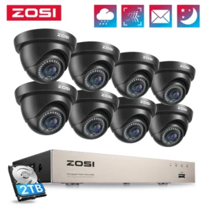 ZOSI 1080p Video Surveillance System 8CH HD-TVI CCTV DVR with HD 2.0MP In/Outddor Wired Dome Security Cameras Kit