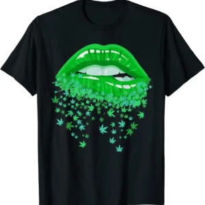 Sexy Lips Cannabis Marijuana Weed Pot Leaf Lover Gift T-Shirt