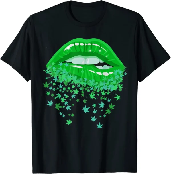 Sexy Lips Cannabis Marijuana Weed Pot Leaf Lover Gift T-Shirt