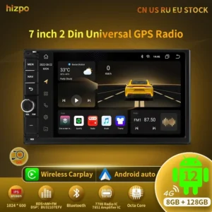 Hizpo 2din 7inch CarPlay Android 12 Auto Universal Car Stereo Bluetooth FM Radio For Nissan Toyota Volkswagen Auto radio 8G 128G